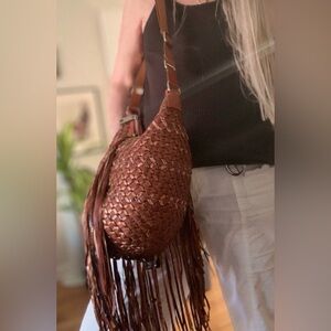 MARC JACOBS VINTAGE WOVEN LEATHER FRINGE HOBO CROSBODY SHOULDER BAG